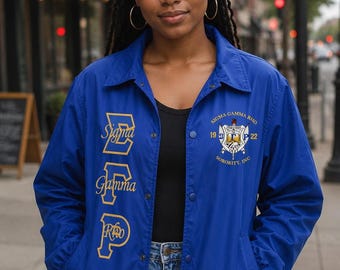 Sigma Gamma Rho Custom Greek Nylon Line Jacket  | Embroidered Greek Apparel | Personalized Fraternity & Sorority Crossing Jacket