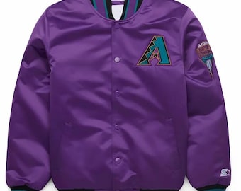 Arizona Diamondbacks Varsity Jacket Purple Satin Jacket Letterman Jacket Varsity Jacket Mens Custom Varsity Jackets Team Varsity Jackets
