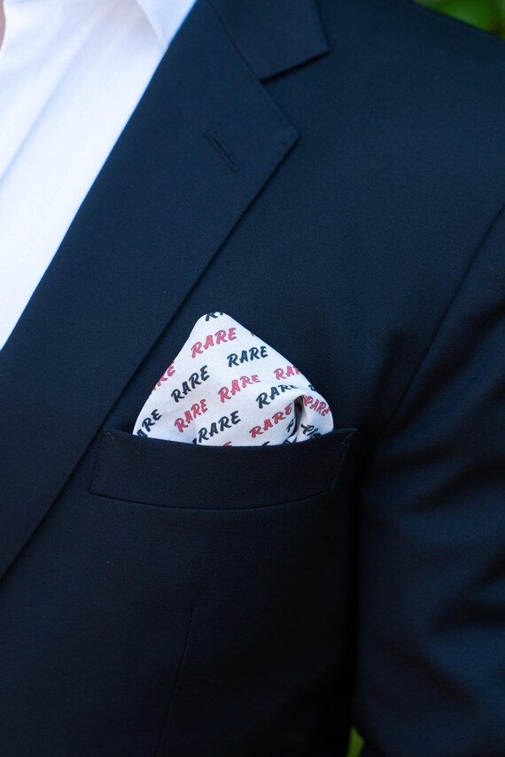 RARE Pattern Pocket Square Black Red White Handkerchief Patented