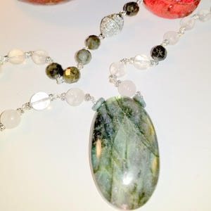 Himalayan Ice Quartz Crystal and 155cts of Labradorite Necklace  MARKED DOWN