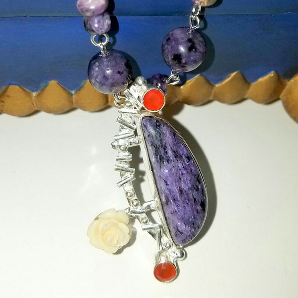 One Source Gemstone...Russian Charoite Necklace and Pendant MARKED DOWN