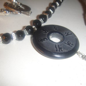 Carved Black Onyx Chinese Coin Necklace MARKED DOWN image 2