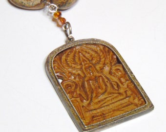 Thai Amulet with Brown Jasper  MARKED DOWN