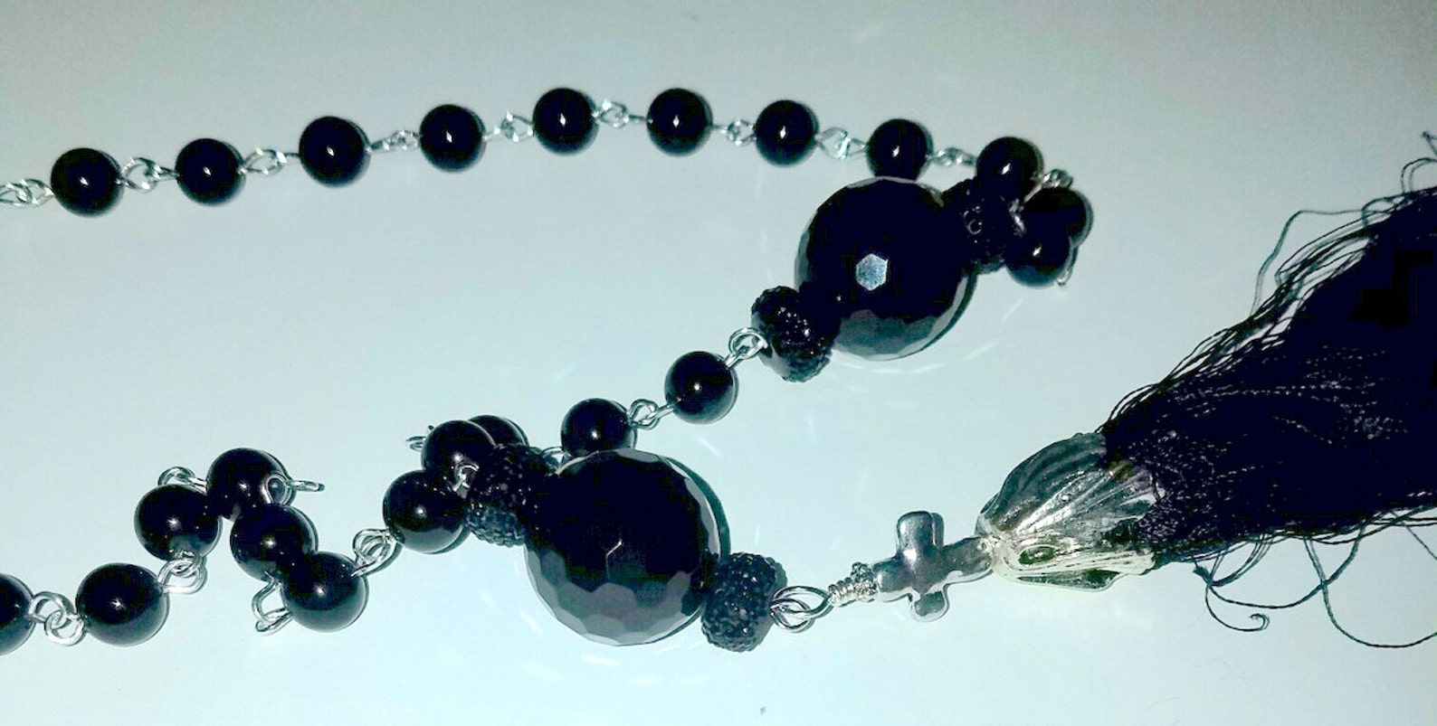 Black Glass Tassel Necklace main image 1