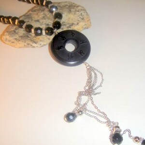 Carved Black Onyx Chinese Coin Necklace MARKED DOWN image 3