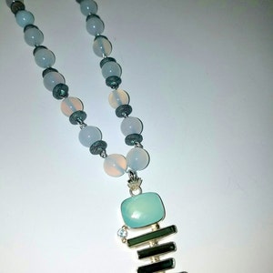 Tourmaline and Chalcedony Necklace - Etsy
