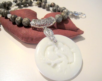 Love Birds                                 (Carved White Jade Bird Pendant)  MARKED DOWN