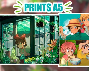 Prints Studio Ghibli | Print Howl's Moving Castle | Ponyo |  Kiki's Delivery Service | Chihiro | Fan Art