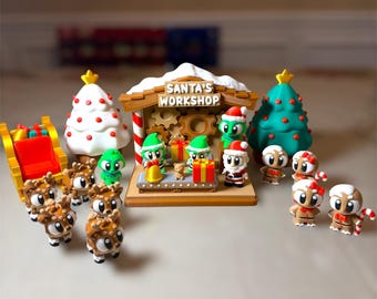 Mini juguete antiestrés navideño impreso en 3D / Figura coleccionable navideña