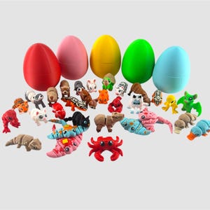 3D Printed Mini Flexi Fidget Animals: Mystery Easter Holiday Egg Toy
