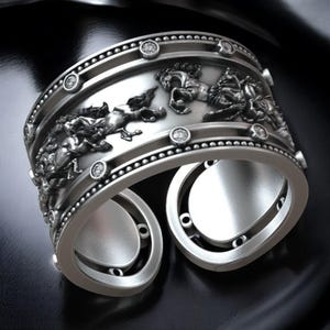 Horse Diamond Adjustable Ring, Handmade Unisex Horse Jewelry, Equestrian Ring For Riders, Unique Gift For Him Or Her, Wild Spirit Ring
