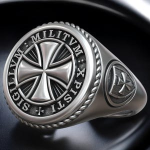 Templar Cross Signet Ring: Handmade Sterling Silver Maltese Shield