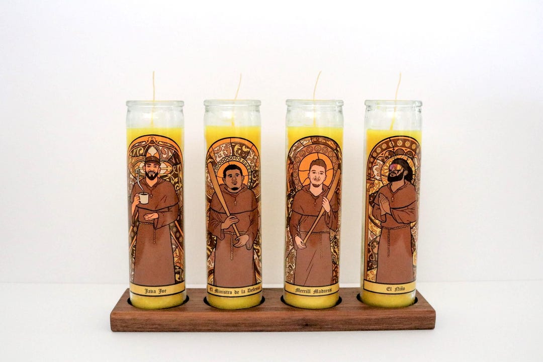San Diego Padres Prayer Candles With Walnut Altar - Baseball Fan Gift ...