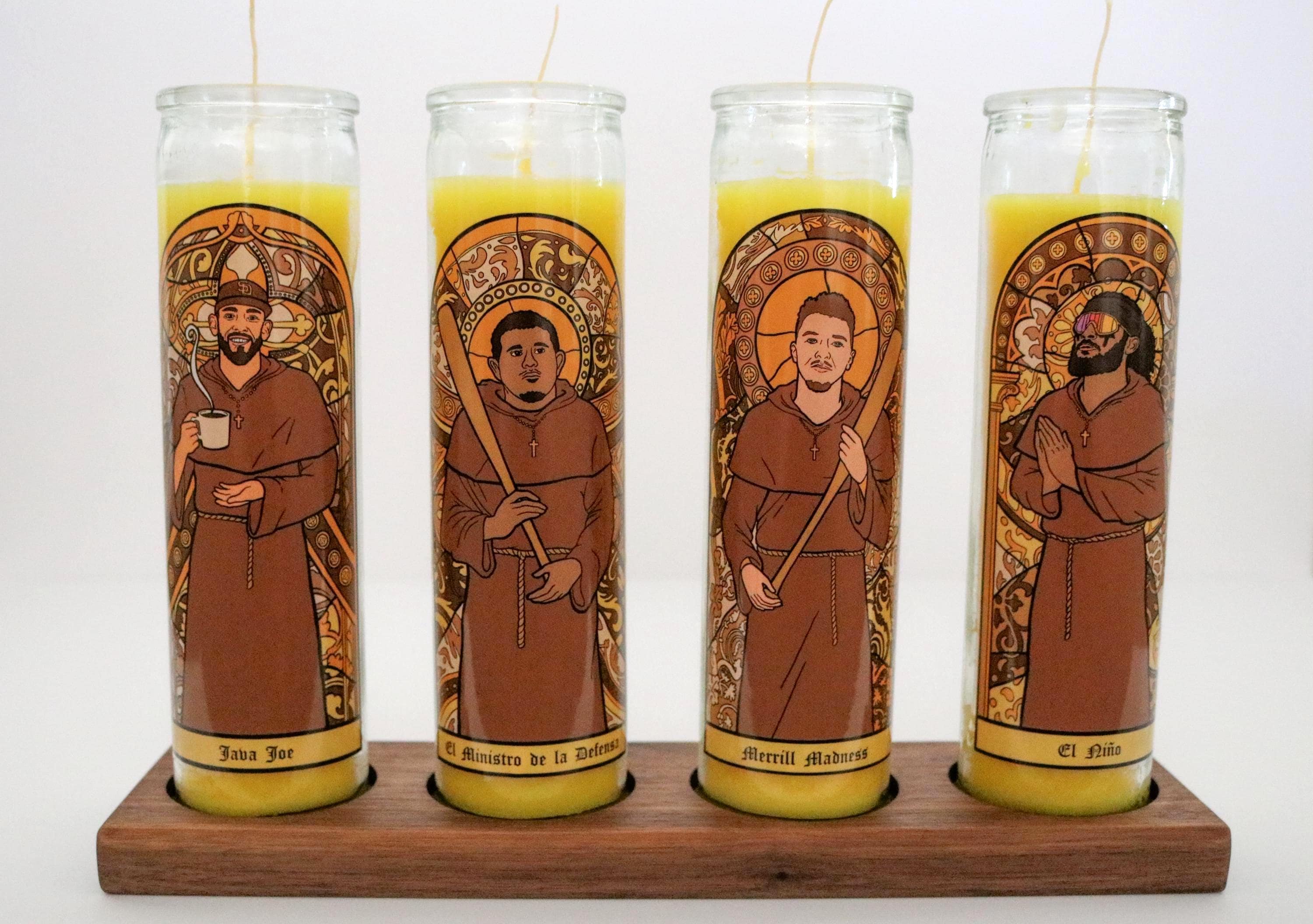 San Diego Padres Prayer Candles With Walnut Altar - Baseball Fan Gift ...