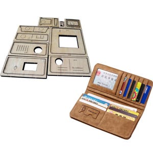 Ensemble de matrices de perforation en cuir multifonctionnel pour portefeuille, Matrices de découpe en cuir personnalisées, artisanat du cuir fait main, outils en papier kraft/cadeau de fête des pères