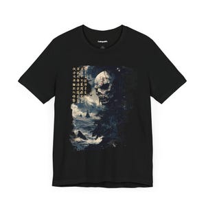 Sea Of Phantom Shadows T-Shirt - Japanese Skull T-shirt, Retro Aesthetic Tee, Japanese Streetwear, Gothic Skull Shirt, Japanese Graphic Tee