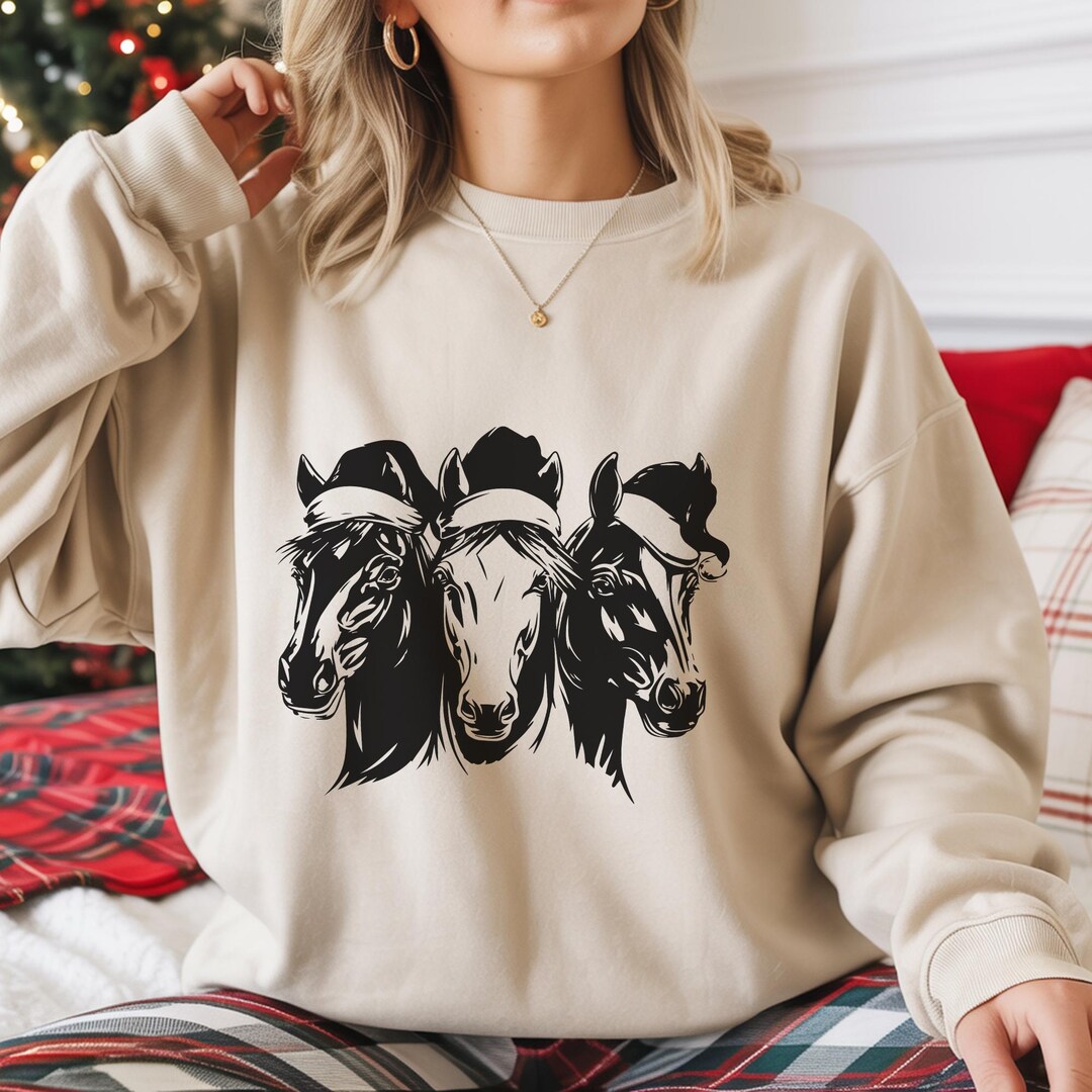 Cute Christmas Horse Sweater, Funny Holiday Horse Christmas Sweater for ...