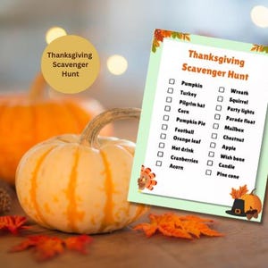 Thanksgiving Scavenger Hunt Printable, Fun Family Activity for Kids and Adults, Fall Outdoor Activity, Thanksgiving Game Instant Download