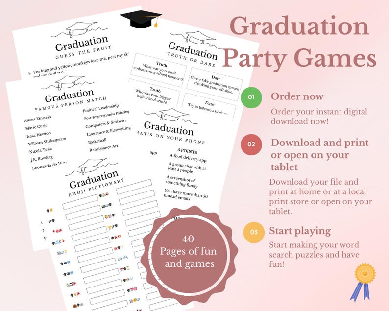Graduation Party Games Bundle, Printable Graduation Activities, Class ...