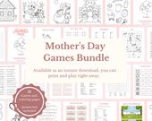 Mothers Day Games, Mothers Day Printable Games, Mothers Day Games for Kids, Word Search, Friendly Feud, Pictionary, Trivia, Coloring Pages