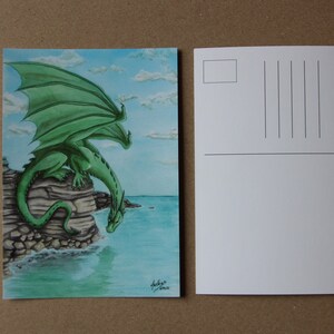 Green Dragon overlooking the sea Postcard Print image 3