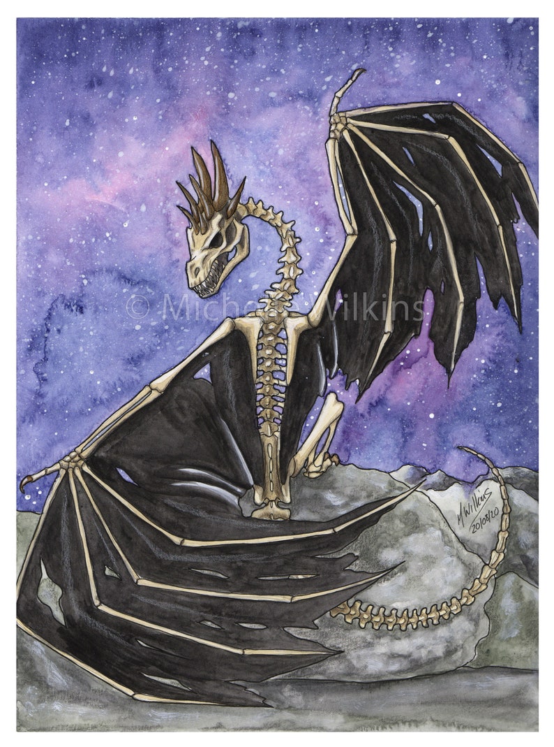 Skeletal Dragon Postcard/A6 Print image 2