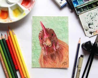 Funny Chicken Postcard Print