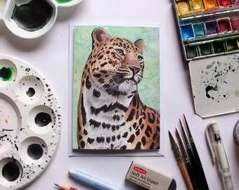 Amur Leopard A6 Greetings Card