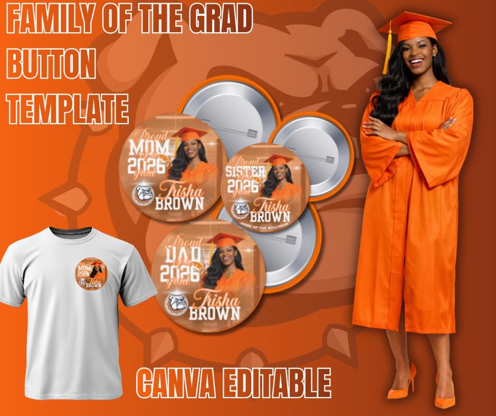 Grad Button Template Family of the Grad Button Template - Etsy