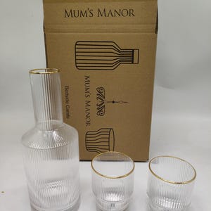 Bedside Water Carafe and Glass Set | Glassware for Bedroom | Modern Bedside Water Carafe and Glass Set | Bedroom Decor Set