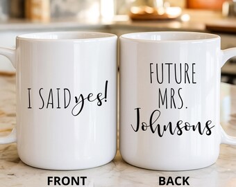 Taza para futura señora, taza personalizada para novia, regalo de despedida de soltera, regalo de compromiso para ella, taza de café para futura señora, taza con nombre personalizado