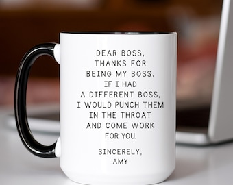 Funny Boss Mug, Boss Appreciation Gift, Thank You Boss Mug, Personalized Boss Coffee Cup, Coworker Office Humor, Coworker Gift