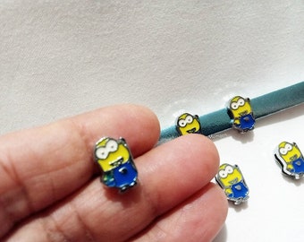 Minion Slider Charms, Slider charm, minion charm , fits 8mm wristband for bracelet  - 10pcs