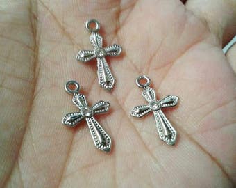 10 Sword Shaped Rhinestone Cross Charms , Silver Cross Charm, Cross Charms, Cross Earrings, Cross Necklace