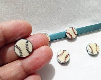 Baseball Slider Charms, Slider charm, baseball charm , fits 8mm wristband for bracelet  - 7pcs