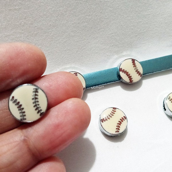 Baseball Slider Charms, Slider charm, baseball charm , fits 8mm wristband for bracelet  - 7pcs