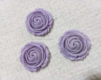 3pcs Large Rose Resin Flatback Beads, Flower Beads, Lavender Rose Cabochon, Lavender Cabochon