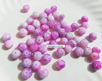 30pcs 6x8mm pinky Rondelle glass beads, glass beads, pink glass beads, pink beads