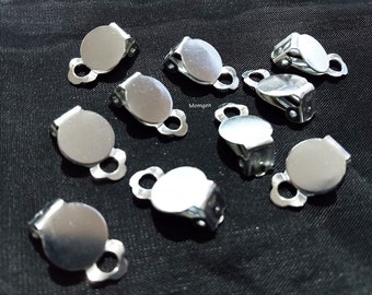 10x17mm Silver Clip On Earrings - 10pcs