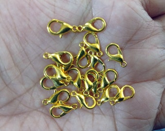 12mm  Gold Lobster Clasps Claw Jewelry Hook Findings, Lobster Clasp - 10pcs