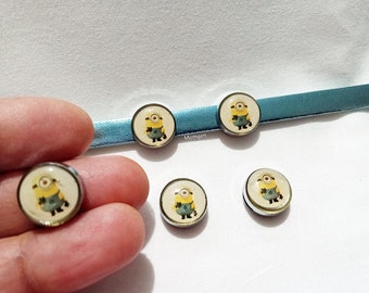 Minions Slider Charms, Slider charm, minions charm , fits 8mm wristband for bracelet  - 8pcs