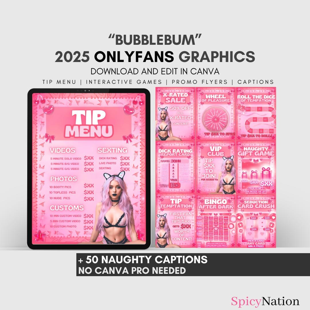 Onlyfans 2025 Bubblegum Templates Bundle | Onlyfans Tip Games, Onlyfans
