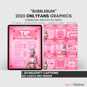 Onlyfans 2025 Bubblegum Vorlagen Bündel | Onlyfans Tipp Spiele, Onlyfans Grafiken, Y2K Onlyfans, Canva Bearbeitbar, OF Fansly Snap Script