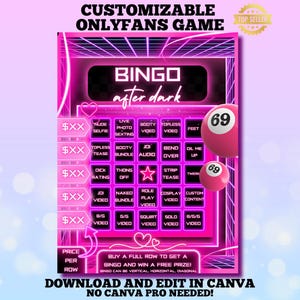 Onlyfans Bingo Tip Game 2025 | Editable Onlyfans Templates, Onlyfans games, Fansly 2025, Canva Templates for Adult Content Creators
