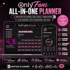 Onlyfans Notion Planner | All In One Adult Creator Monthly Weekly Content Planner, Finance Subscriber Tracker, Fansly PPV Tip Tracking