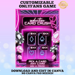 Onlyfans Tip Game 2025 | Editable Onlyfans Templates, Onlyfans games, Fansly 2025, Canva Templates for Adult Content Creators, Card Crush