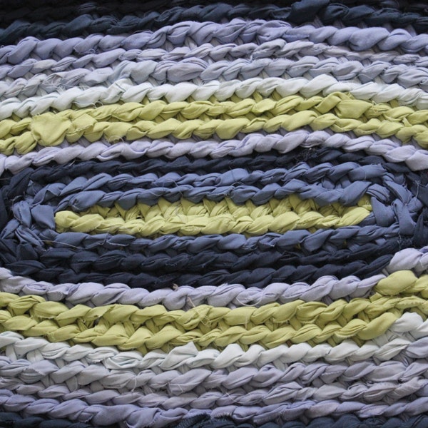 Navy and Lime Small Oval Rug