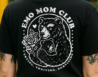 Elder Emo Mom Shirt |  Mom Tee | Motherhood Shirt with Bear Graphic | Gift for Emo Moms | Mama Bear | Comfort Colors | Vintage Style Tee
