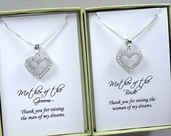 Gifts for Moms, Gifts for Mothers, Heart Necklace, Mother of the Bride Gift, Mother of the Groom Gift, Sterling Silver Heart Necklace