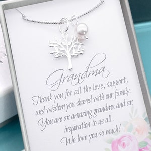 Sterling Silver Tree of Life Necklace with White Pearl, Grandmother Gift Necklace, Grandma Christmas Gift, Mother&#39;s Day Gift for Grandmother